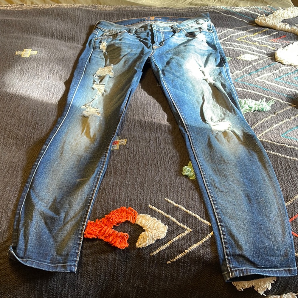 7 for all mankind: the ankle skinny denim jeans. Distressed. Size 31.
